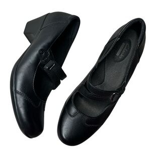 Clarks Mary Jane Pumps Womens Black Leather Ingalls Siene Comfort Black Heel SZ9